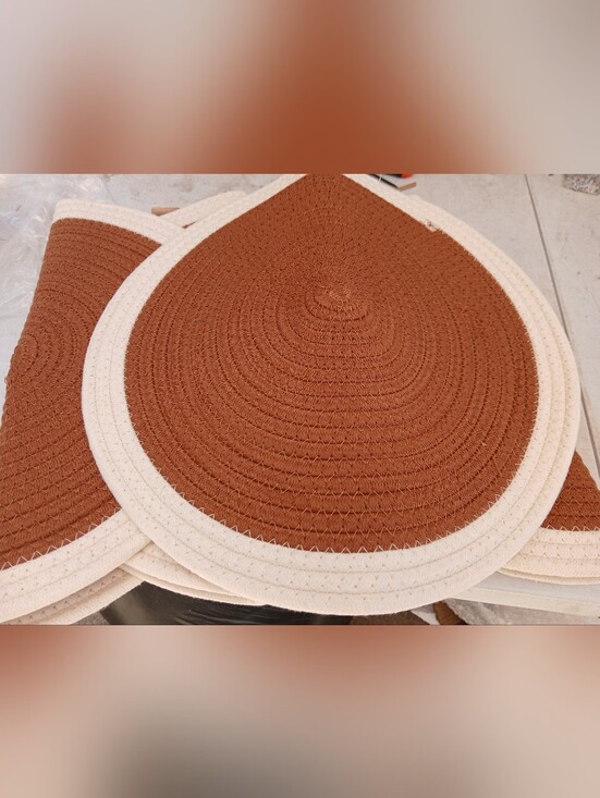 Other - Round Woven Placemat Set in Rust and Cream